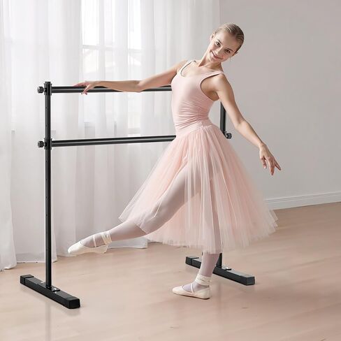 VEVOR Ballet Barre, 4 Ft Double Barre Bar for Home, Freestanding Portable Ballet Stretching Dance Bars, Height Adjustable Anti-Wobble Fitness Studio Equipment, for Pilates Balance Workout in Saudi Arabia