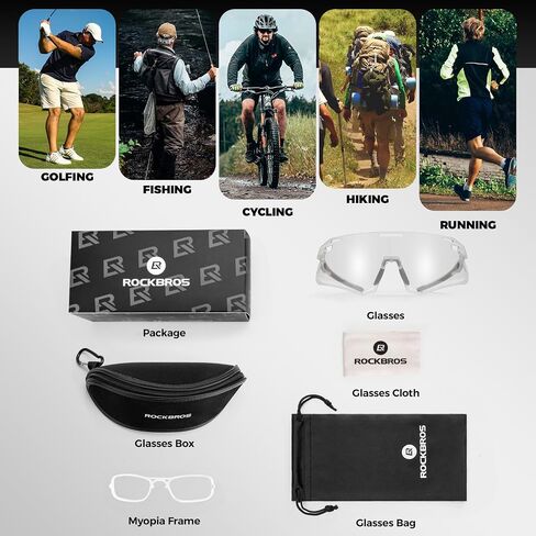 ROCKBROS Photochromic Cycling Sunglasses Bike Glasses for Men Women Sports Sunglasses UV Protection in Saudi Arabia