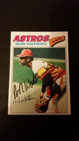 Bob Watson Astros 1977 Topps #540 Braves Authentic Motograph FB15 - بطاقات البيسبول الموقعة in Saudi Arabia