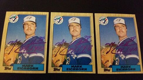 Mark Eichhorn Jays 1987 Topps #371 Angels Signed Authentic Autograph JA15 - Autographed Baseball Cards in Saudi Arabia