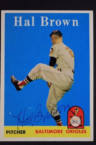 Hal Brown (D.15) Orioles تم توقيعه 1958 Topps #381 بطاقة موقعة JSA أصيلة - بطاقات موقعة بالبيسبول in Saudi Arabia