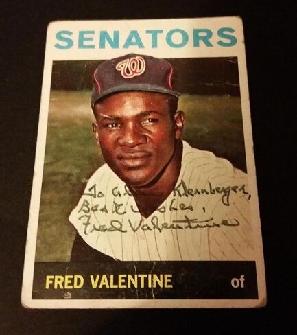 Fred Valentine Senators 1964 Topps #483 Orioles Authentic Signed Autograph JG2 - Autographed Baseball Cards in Saudi Arabia