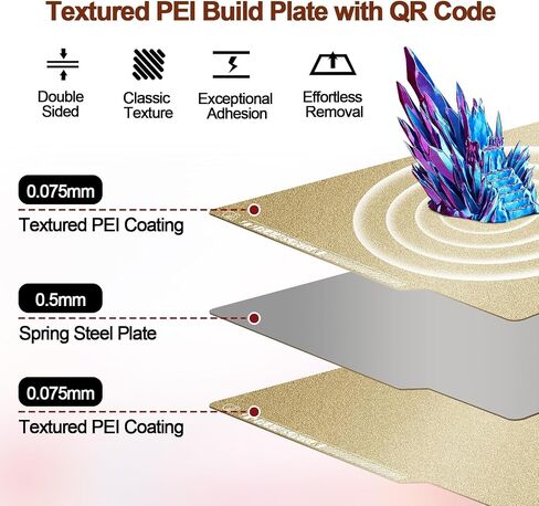 P1S X1 X1C A1 PEI Sheet with QR Code for Bambu Lab 257x257mm, Double Sided PEI Build Plate PLA PETG ABS Spring Steel Bed Plate for Bambu Labs P1P P1S A1 X1 Carbon in Kuwait