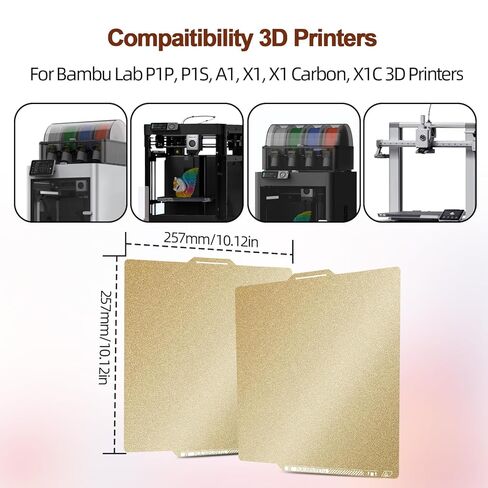 P1S X1 X1C A1 PEI Sheet with QR Code for Bambu Lab 257x257mm, Double Sided PEI Build Plate PLA PETG ABS Spring Steel Bed Plate for Bambu Labs P1P P1S A1 X1 Carbon in Kuwait