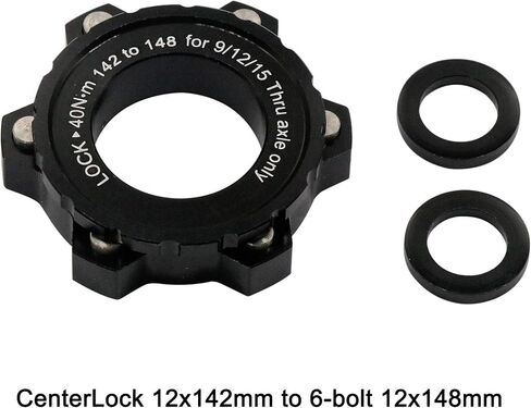 Best Parts Centerlock إلى 6 براغي قرص الفرامل محول دوار تعزيز محول Hub الأمامي 15x100mm إلى 110 مم الخلفية 12x142mm إلى 148 مم متوافق مع 9/11/15 مم (CL 12x142mm إلى 6 الترباس 12x148mm) in Kuwait