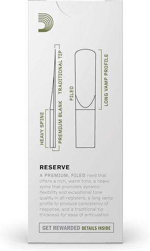 D’Addario Woodwinds Reserve, Baritone Saxophone Reeds, Strength 4.5, 5-Pack (DLR0545) in Saudi Arabia