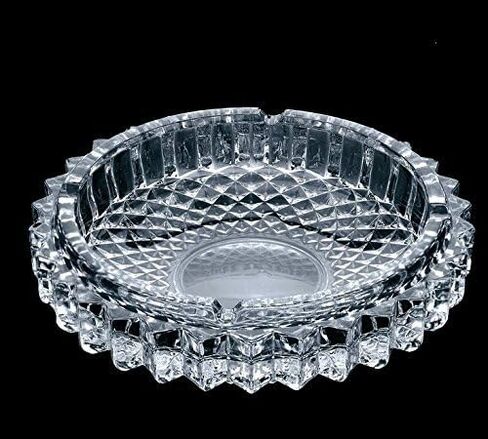 Crystal Cut Glass Round Ashtray Ash Tray7.67" / Large Ashtray Smoke Collectible Tribal Decoration in Saudi Arabia