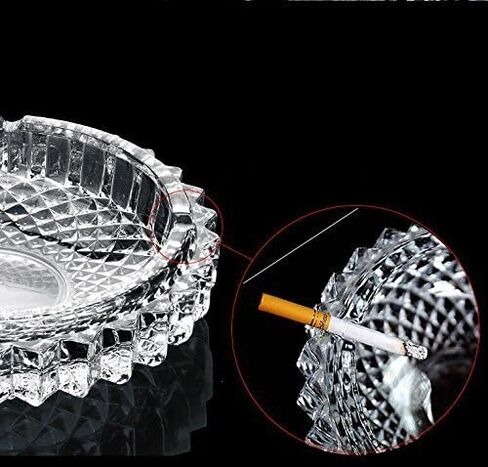 Crystal Cut Glass Round Ashtray Ash Tray7.67" / Large Ashtray Smoke Collectible Tribal Decoration in Saudi Arabia