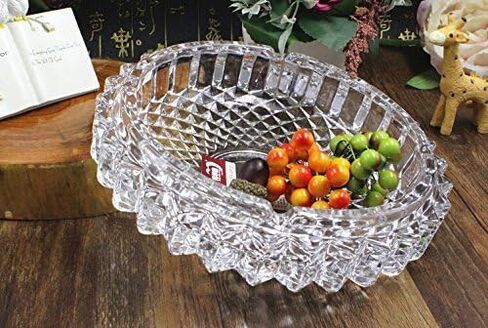 Crystal Cut Glass Round Ashtray Ash Tray7.67" / Large Ashtray Smoke Collectible Tribal Decoration in Saudi Arabia