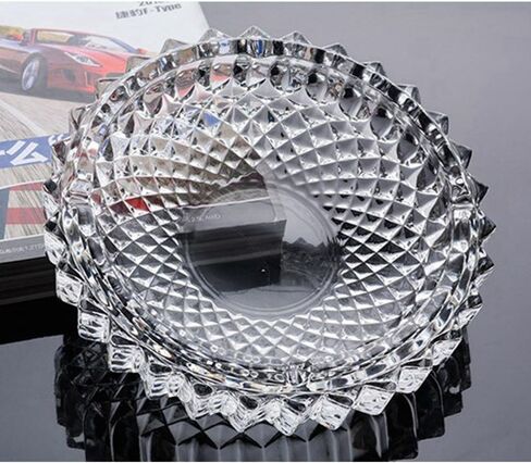 Crystal Cut Glass Round Ashtray Ash Tray7.67" / Large Ashtray Smoke Collectible Tribal Decoration in Saudi Arabia