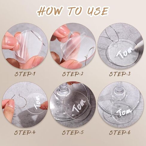 Tondiamo 40 Pcs DIY Wine Charms for Glasses Silver Acrylic Wine Charms with Rings Tags Marker Pen Round Blank Glass Labels Bulk for Stem Glasses Cocktail Champagne Wedding Dinner Party Favor in Saudi Arabia