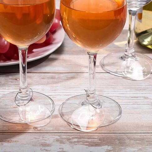 Tondiamo 40 Pcs DIY Wine Charms for Glasses Silver Acrylic Wine Charms with Rings Tags Marker Pen Round Blank Glass Labels Bulk for Stem Glasses Cocktail Champagne Wedding Dinner Party Favor in Saudi Arabia