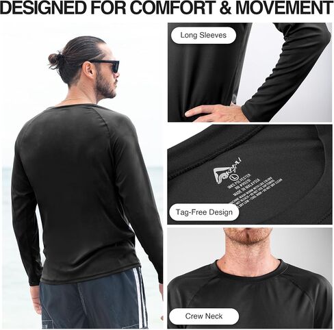 Kanu Surf Men's UPF 50+ Long Sleeve Rashguard Swim Shirt in Kuwait