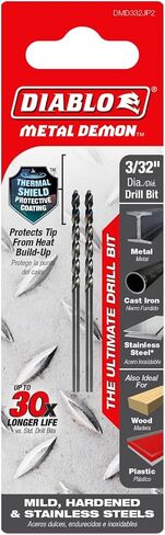 Diablo Metal Demon Drill Bits for Mild, Hardened and Stainless Steels - 3/32-Inch Diameter, CYL Shank, 2.2-Inch Length, 2-Pack - DMD332JP2 in Saudi Arabia