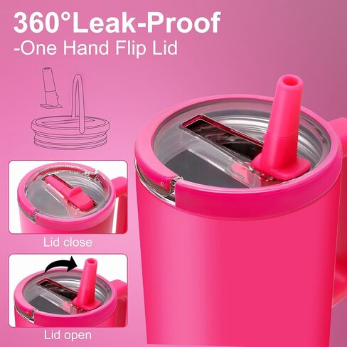 Flip Straw Tumbler 40 OZ, Stainless Steel Tumbler with Straw, Leak Proof Lid and Top Handle, Reusable Insulated Cup for Home, Outdoors, Leakproof, Fits in Cup Holder (Black Leopard) in Saudi Arabia