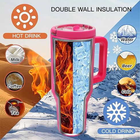 Flip Straw Tumbler 40 OZ, Stainless Steel Tumbler with Straw, Leak Proof Lid and Top Handle, Reusable Insulated Cup for Home, Outdoors, Leakproof, Fits in Cup Holder (Black Leopard) in Saudi Arabia