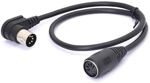 DIN 5 Pin Cable ، 5-Pin DIN 90 درجة ذكور إلى محول صوت أنثى لملف لوحة مفاتيح MIDI ، العضو ، البيانو الكهربائي ، جيتار MIDI (0.5M/1.6 قدم) in Kuwait