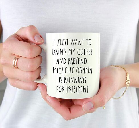 Andaz Press 2025 Presidential Election 11oz. Coffee Mug Gag Gift, I Just Want to Drink My Coffee and Pretend Michelle Obama is Running for President, 1-Pack with Gift Box in Saudi Arabia