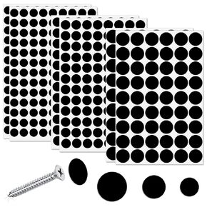 580 Pieces Black Screw Hole Covers Self-Adhesive Dustproof Stickers Screw Covers Caps for Wooden Furniture Cabinet Walls Repairing, 12/15/21mm in Kuwait