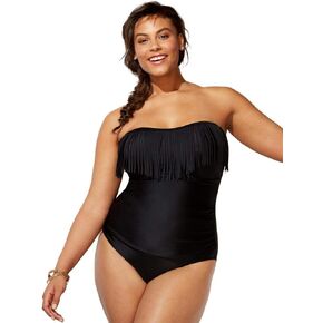 Swimsuits For All Women's Fringe Bandeau One Piece Swimsuit (Plus in Saudi Arabia