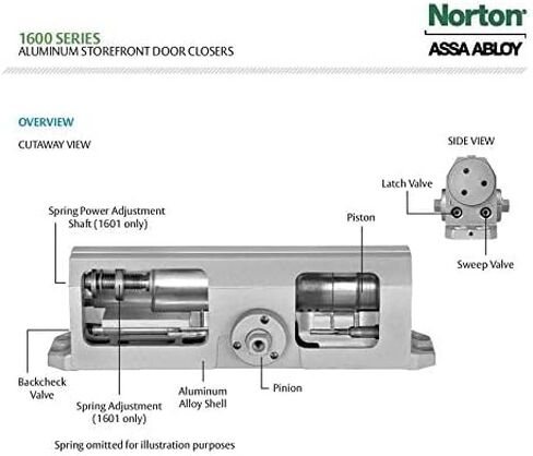 Norton 1604BC Series Door Closer, Tri-Style® (Regular, top jamb, or Parallel arm), Back Checked, Non-Handed, Size 4, Statuary Bronze (1604BC-690) in Saudi Arabia