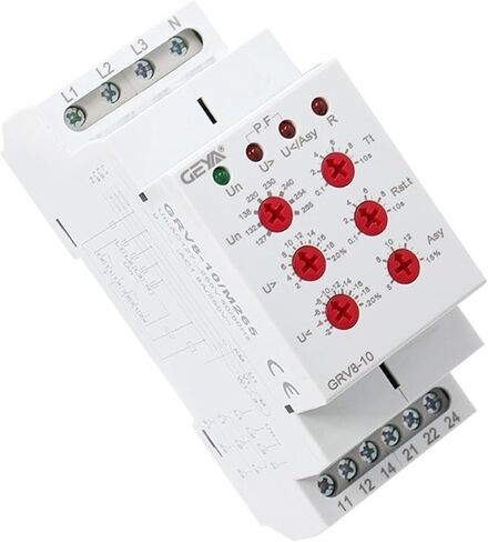10pcs Grv8-10 36mm عرض 3 مرحلة مراقبة الجهد مرحلة مع إعادة تعيين وقت إعادة التعيين 0.1S-10S الجهد التحكم في التتابع 220V (GRV8-10 M460) in Saudi Arabia