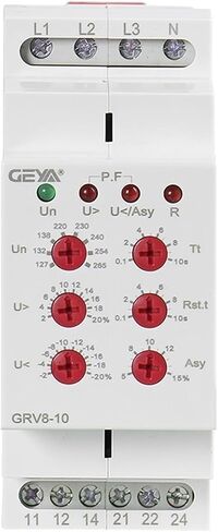 10pcs Grv8-10 36mm عرض 3 مرحلة مراقبة الجهد مرحلة مع إعادة تعيين وقت إعادة التعيين 0.1S-10S الجهد التحكم في التتابع 220V (GRV8-10 M460) in Saudi Arabia