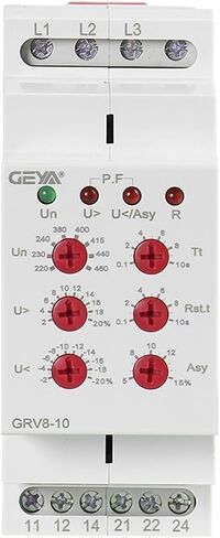 10pcs Grv8-10 36mm عرض 3 مرحلة مراقبة الجهد مرحلة مع إعادة تعيين وقت إعادة التعيين 0.1S-10S الجهد التحكم في التتابع 220V (GRV8-10 M460) in Saudi Arabia