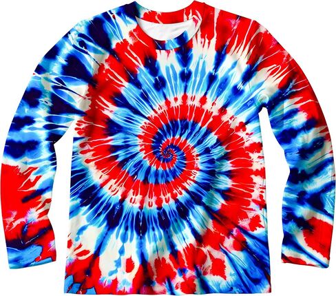 Kids Tie Dye Long Sleeve Shirts Quick Dry Sun Protection UPF 50+ UV Rash Guard Shirt for 6-18 Years Old Boys Girls in Kuwait