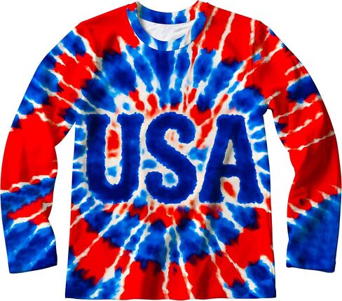 Kids Tie Dye Long Sleeve Shirts Quick Dry Sun Protection UPF 50+ UV Rash Guard Shirt for 6-18 Years Old Boys Girls in Kuwait