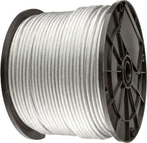 Vinyl Coated Wire Rope Aircraft Cable 1/8" Thru 3/16" 7x19-250 ft Reel for DIY Cable Decking Railing System, Marine Grade in Kuwait