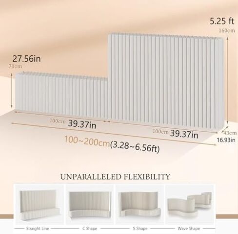 Room Divider Retractable Room Divider Living Room Bedroom Paper Wall Privacy Screen, Deformable Room Divider Partition Storage Display Rack Decorative Background Wall(2x2.6 m/6.56x8.53 ft) in Saudi Arabia