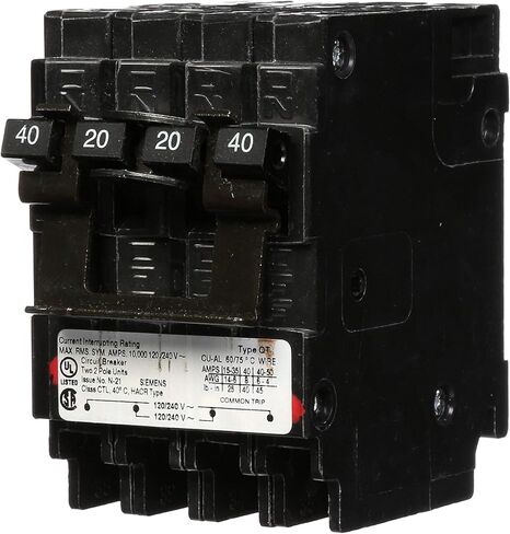 Siemens Q24020CT2 One 20-Amp One 40-Amp Double Pole Circuit Breaker in Saudi Arabia