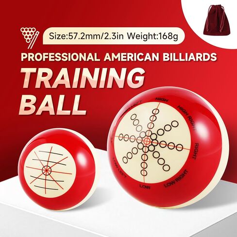 MONSKY Training Cue Ball Billiards, Practice Trainer Artifact Profession Resin Standard Practice American Billiards Eight Balls 57.2mm/2.3in Diameter with Bag in Saudi Arabia