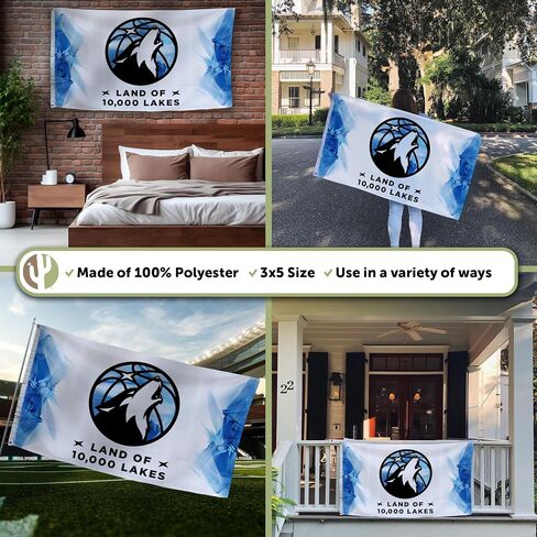 Desert Cactus Minnesota Timberwolves Flag NBA 100% Polyester Indoor Outdoor 3x5 feet National Basketball Association Team Flags (Flag City Edition 24-25 B) in Saudi Arabia