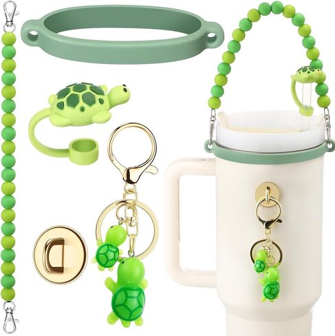 مجموعة ملحقات كوب سيليكون كينينج 5 PC متوافقة مع كأس ستانلي ، بما في ذلك حزام الزجاجة المزيج بالسيليكون ، سلسلة المفاتيح ، غطاء القش ، حلقة مطاطية ، خطاف معدني لبلون 8-40 أوقية (رمادي ، سمك القرش) in Kuwait