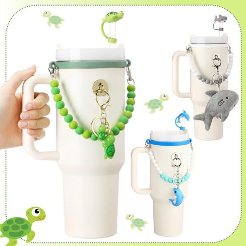 مجموعة ملحقات كوب سيليكون كينينج 5 PC متوافقة مع كأس ستانلي ، بما في ذلك حزام الزجاجة المزيج بالسيليكون ، سلسلة المفاتيح ، غطاء القش ، حلقة مطاطية ، خطاف معدني لبلون 8-40 أوقية (رمادي ، سمك القرش) in Kuwait