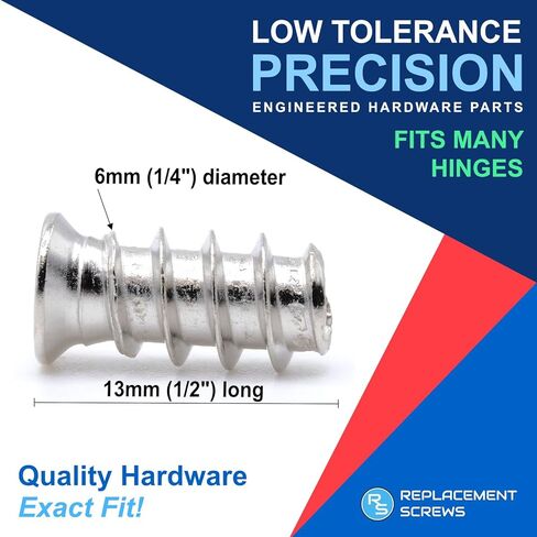 ReplacementScrews M6.1 x 13mm (1/4 in x 1/2 in) Euro Screws - 2.3mm Pitch (11 TPI) - Flat Head, Pozi Drive - Zinc Plated Wood Screws (Pack of 10) in Saudi Arabia