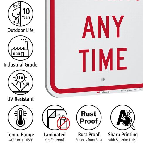 "لا وقوف السيارات في أي وقت" علامة بقلم SmartSign | 12 "× 18" 3M مهندس من الألومنيوم العاكس in Saudi Arabia