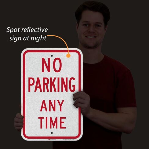 "لا وقوف السيارات في أي وقت" علامة بقلم SmartSign | 12 "× 18" 3M مهندس من الألومنيوم العاكس in Saudi Arabia