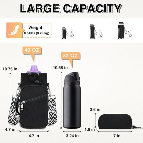 Water Bottle Carrier Bag with Strap, Water Bottle Holder Crossbody Bags for Women Men for Walking, Hiking,Cycling in Saudi Arabia