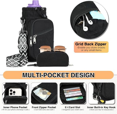 Water Bottle Carrier Bag with Strap, Water Bottle Holder Crossbody Bags for Women Men for Walking, Hiking,Cycling in Saudi Arabia