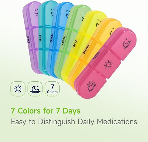 Weekly Pill Organizer 3 Times a Day – 7 Day Medicine Pill Organizer and Travel Pill Box with Large Openings, Elegant Pill Case for Easy Use – Morning Noon Evening Compartments for Pills, Vitamins in Saudi Arabia