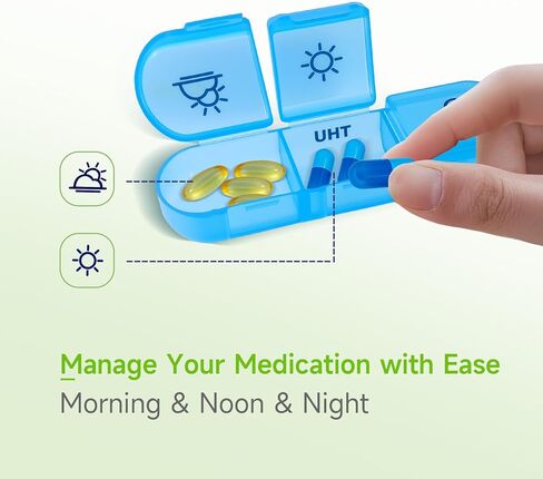 Weekly Pill Organizer 3 Times a Day – 7 Day Medicine Pill Organizer and Travel Pill Box with Large Openings, Elegant Pill Case for Easy Use – Morning Noon Evening Compartments for Pills, Vitamins in Saudi Arabia