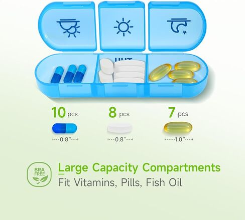 Weekly Pill Organizer 3 Times a Day – 7 Day Medicine Pill Organizer and Travel Pill Box with Large Openings, Elegant Pill Case for Easy Use – Morning Noon Evening Compartments for Pills, Vitamins in Saudi Arabia