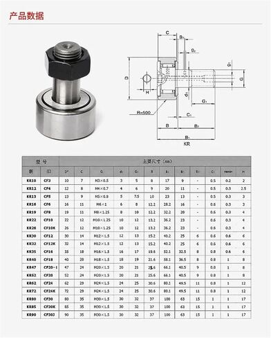 1pcs CF3/KR10 CF4/KR12 CF5/KR13 CF6/KR16 CF8/KR19 CF10/KR22 Cam Follower Stud Type Needle Roller Track Bearing Needle Roller Bearing(CF3 KR10) in Saudi Arabia