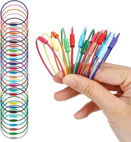 32pcs حلقات من الفولاذ المقاوم للصدأ ، 1.5 مم متعدد الألوان 6 بوصة كابل مفاتيح حلقات مفاتيح كبيرة ، كابل سلسلة المفاتيح لعلامات الأمتعة ، علامات المفاتيح ، المفاتيح ، أواني المطبخ in Saudi Arabia