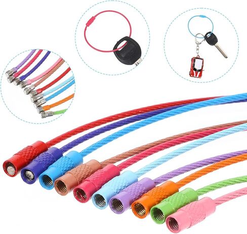 32pcs حلقات من الفولاذ المقاوم للصدأ ، 1.5 مم متعدد الألوان 6 بوصة كابل مفاتيح حلقات مفاتيح كبيرة ، كابل سلسلة المفاتيح لعلامات الأمتعة ، علامات المفاتيح ، المفاتيح ، أواني المطبخ in Saudi Arabia