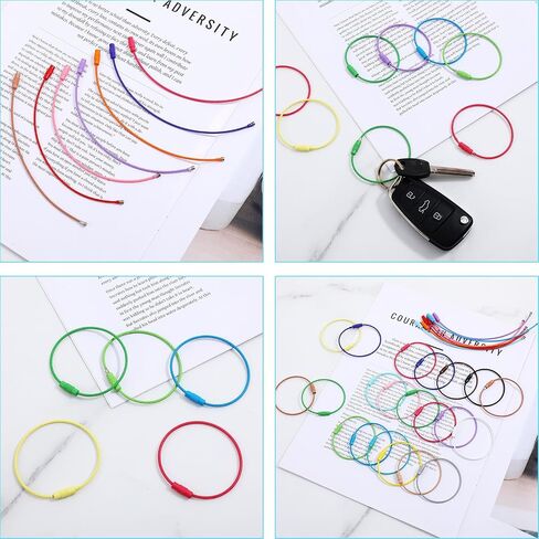 32pcs حلقات من الفولاذ المقاوم للصدأ ، 1.5 مم متعدد الألوان 6 بوصة كابل مفاتيح حلقات مفاتيح كبيرة ، كابل سلسلة المفاتيح لعلامات الأمتعة ، علامات المفاتيح ، المفاتيح ، أواني المطبخ in Saudi Arabia