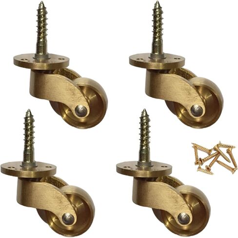 Solid Brass Casters, 22mm Caster,360°Swivel Universal Furniture Wheels,Antique Vintage Style,Screw Style Fitting,Load Capacity 200kg, in Kuwait